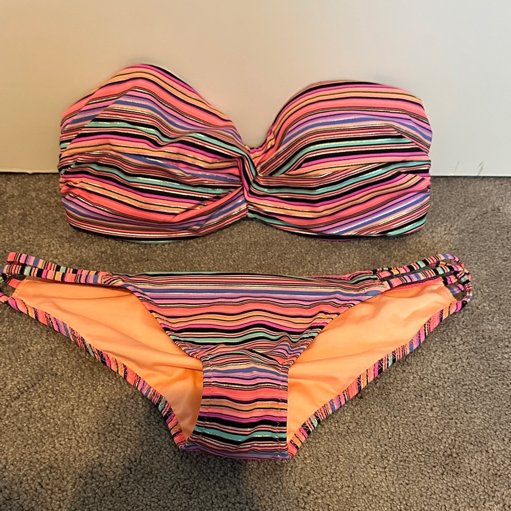 Striped Multicolor Bandeau Bikini